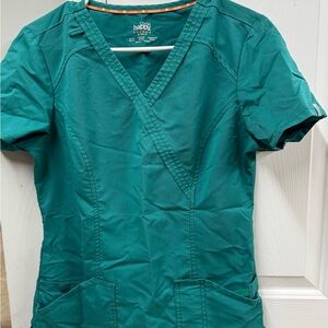Happy Women's dark green V-Neck Scrub Top